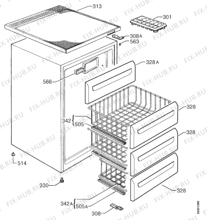 Взрыв-схема холодильника Faure FCV128W - Схема узла Housing 001